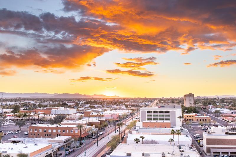 Sunset over downtown