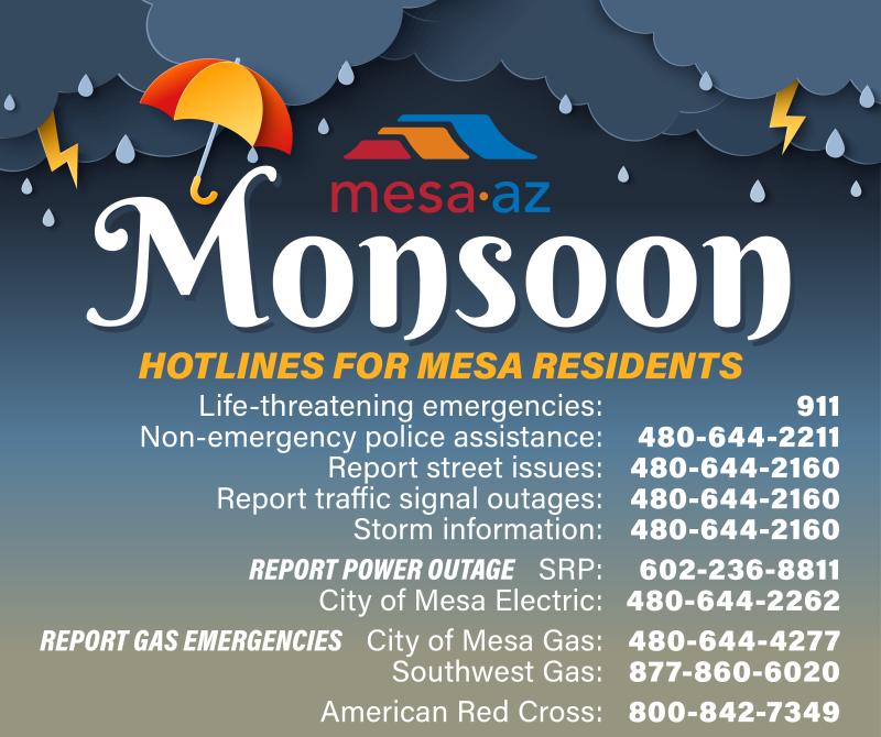Image showing the list of hotlines for residents to call during a monsoon or other storm 