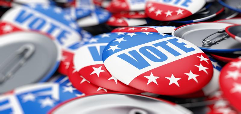 Image of Vote buttons reminding people to vote in the November 3 General Election 